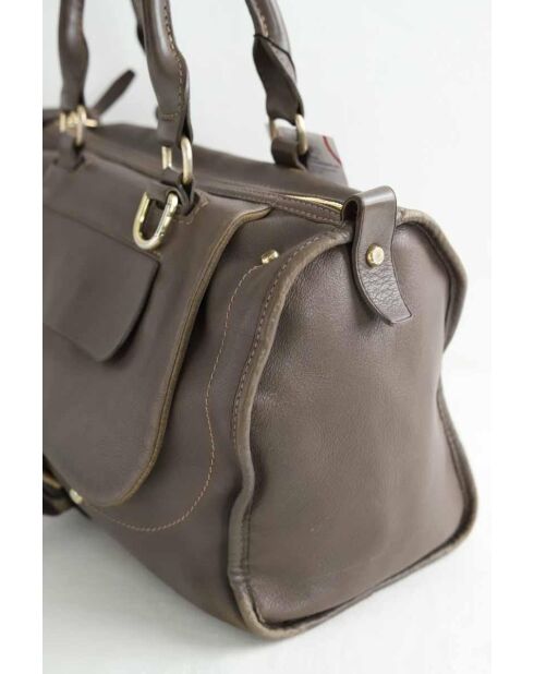 Graue Lederhandtaschen - 38x13x28 cm - Guter Zustand