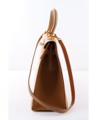 Camelkleurige leren handtassen - 35x14x26 cm - Goede conditie