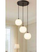 BRZ-343420 zwart/witte kroonluchter - H.20 tot 80 cm