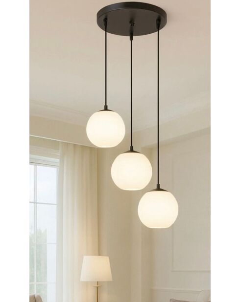 BRZ-343420 zwart/witte kroonluchter - H.20 tot 80 cm