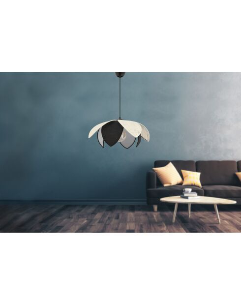 Peony Hazeran weiß/schwarzer Kronleuchter - H.28 bis 55 cm