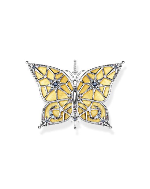 Colgante de mariposa mágica de plata chapada en oro