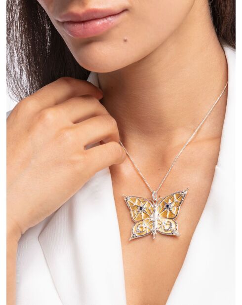 Colgante de mariposa mágica de plata chapada en oro