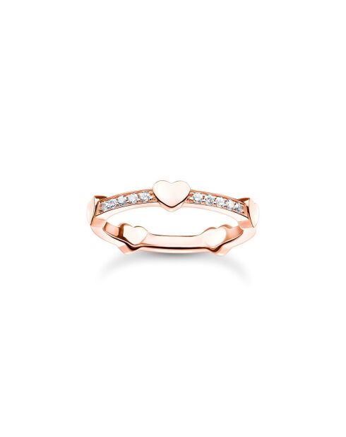 Bague pavée de cœurs en Argent plaqué or rose