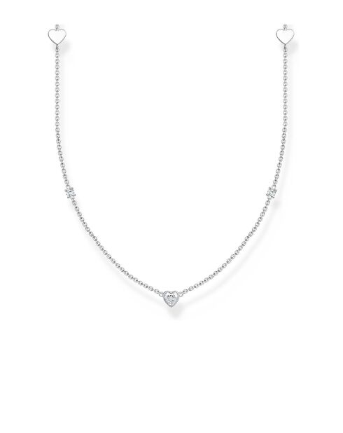 Collier Cœurs & Pierres blanches en Argent