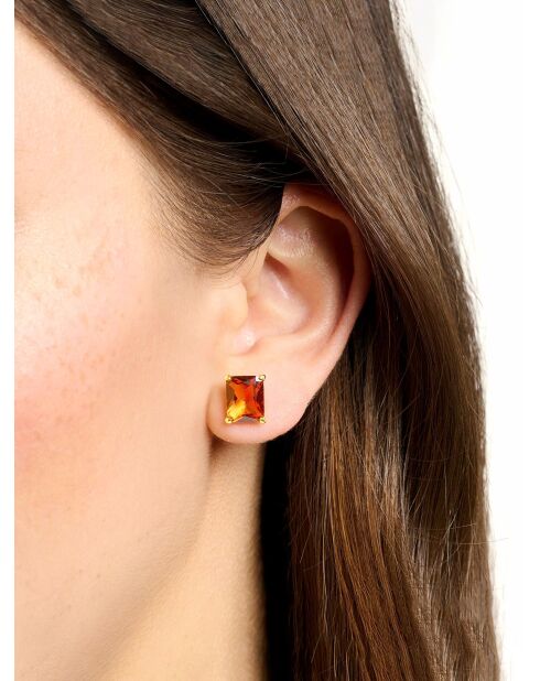 Boucles d'oreilles Pierre Orange en Argent plaqué or