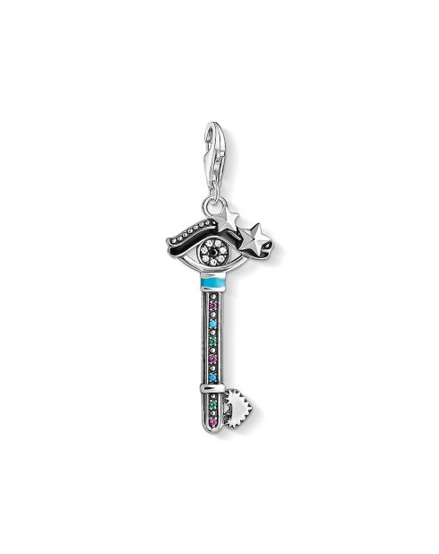 Mehrfarbiger silberner Herz-Schlüsselanhänger