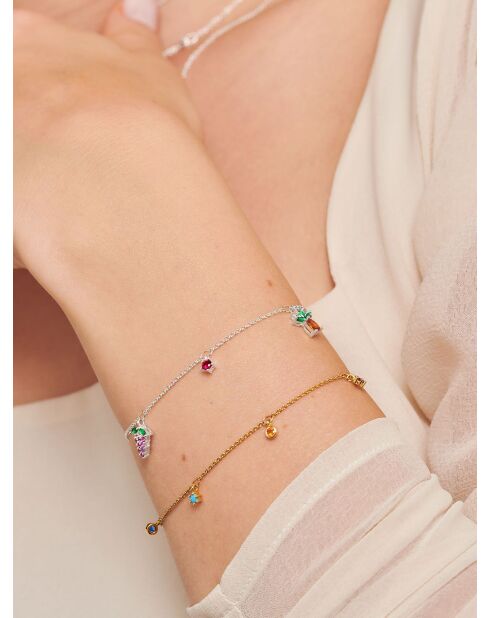 Zilveren kleurrijke fruitarmband