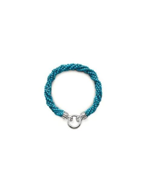 Bracelet Tressé en Argent et perles turquoise