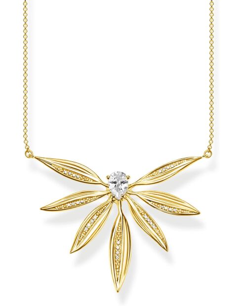 Große Blatt-Halskette aus vergoldetem Silber