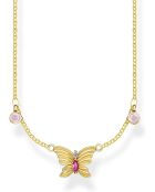 Vergulde zilveren roze vlinderketting