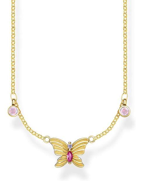 Vergulde zilveren roze vlinderketting