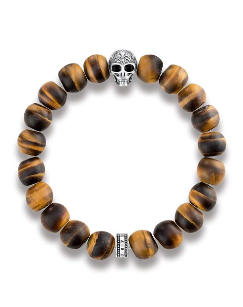 Bracelet Tête de Mort & Lys marron