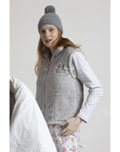 Gilet invernale con gufo grigio melange Chaleco C