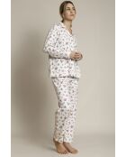 D E Pyjama mit Korallenblüten und offenen Ärmeln mit Tupfen
