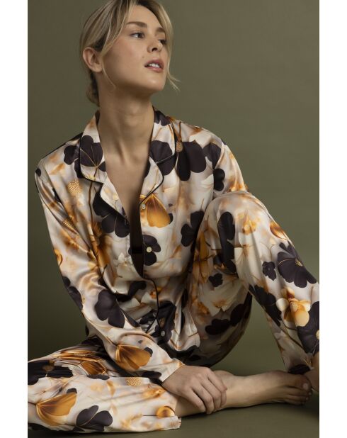 Abierto luxe pyjama bloemen A Veelkleurig