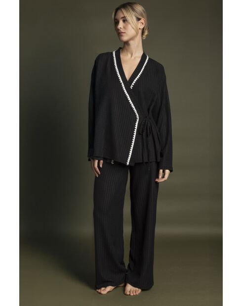 Schwarzer zweireihiger Luxus-Pyjama C