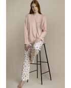 Pyjama B mit korallenroten Tupfen und Blumen