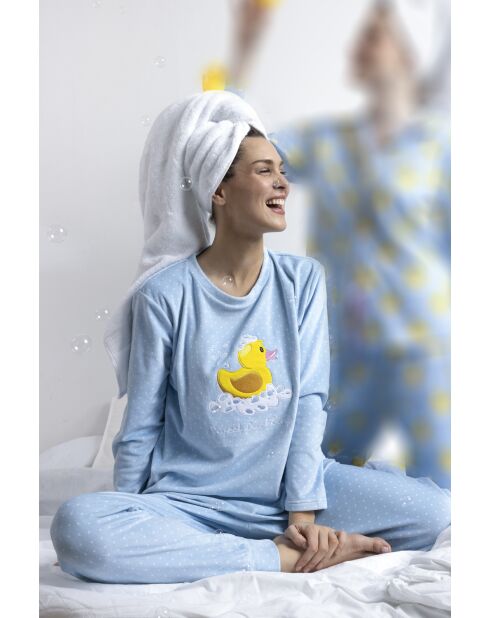 Pijama Velvet soft duck C azul