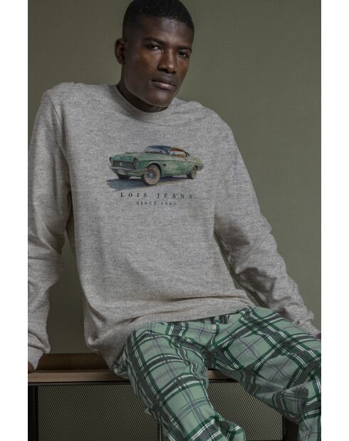 Pijama vintage de coche gris jaspeado