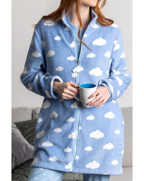 Robe de chambre il est temps de dormir bleue