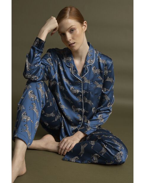 Blaugoldener offener D-förmiger langer Zebra-Pyjama