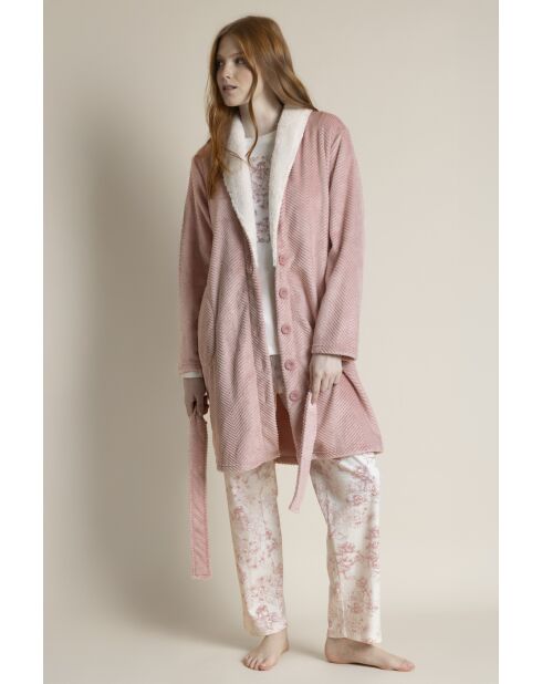 Leaves de luxe Bata Jacquard D roze kamerjas