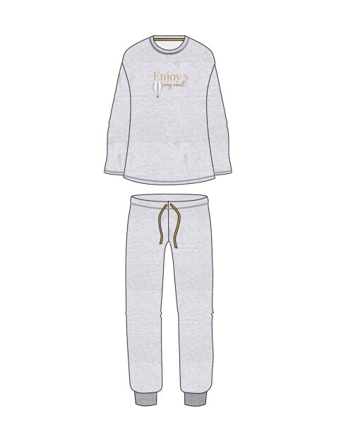 Pijama Terciopelo Disfruta cada momento en gris jaspeado