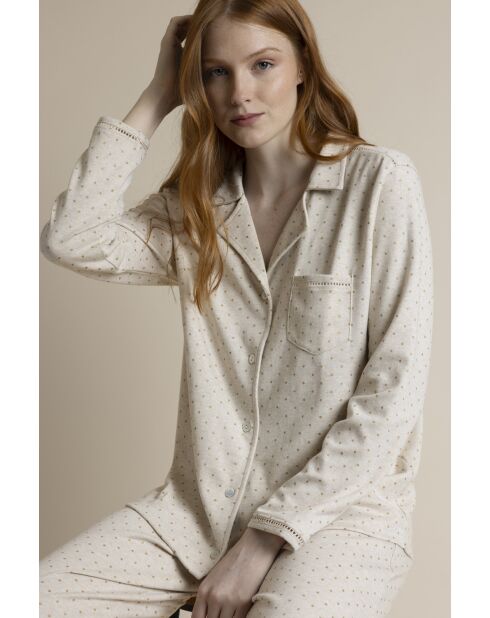 Pijama abierto Organic Dots H beige