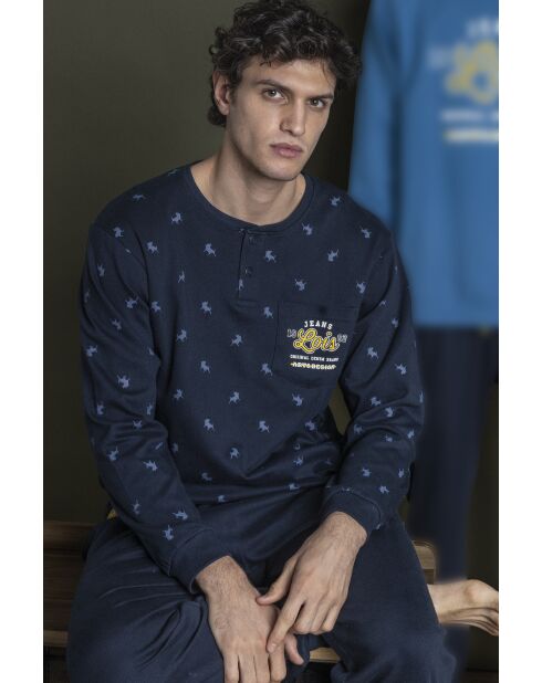 Marineblauer B-Schnee-Pyjama