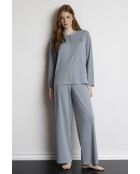 Pyjama aus ultraweichem, geripptem B-Twill in Blau