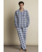 Marineblauwe pyjama met open mouwen Saphir B