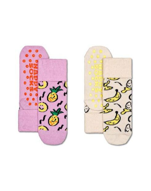 2 Paires de Chaussettes antidérapantes Ananas multicolores
