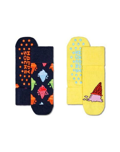 2 Paires de Chaussettes anti-glissement Glaces multicolores