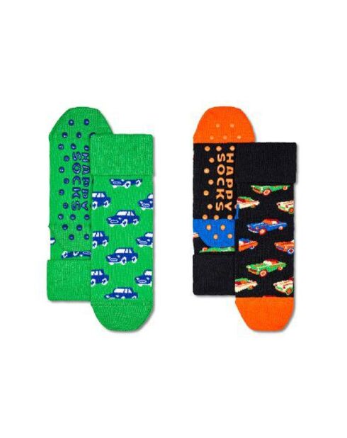 2 Paires de Chaussettes antidérapantes Voitures multicolores