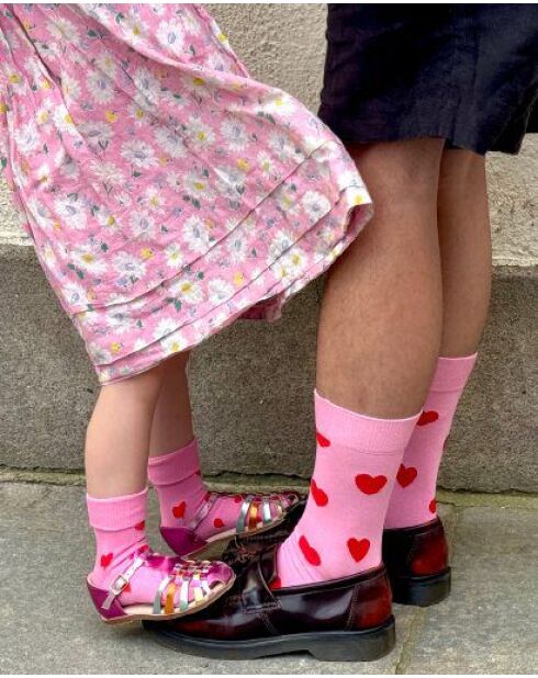 Chaussettes antidérapantes Cœur roses