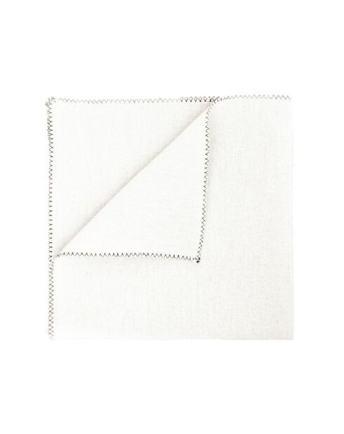 4 Serviettes en Lin & Coton Zilia Blanches - 40x40 cm