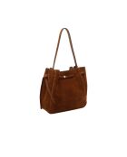 Borsa a secchiello Romy grande in pelle scamosciata marrone - 31x31x13 cm