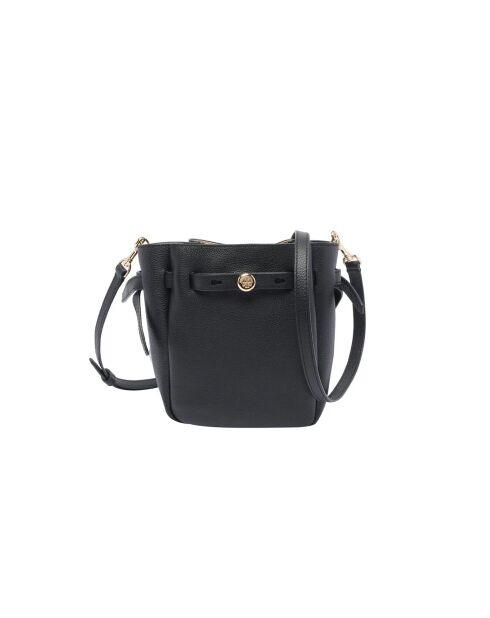 Bandolera Romy de piel negra - 19x18x7 cm