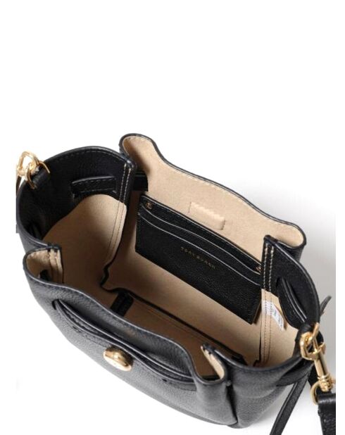 Bandolera Romy de piel negra - 19x18x7 cm