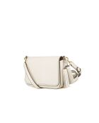 Thea leren schoudertas met klep gebroken wit - 24x15x9 cm