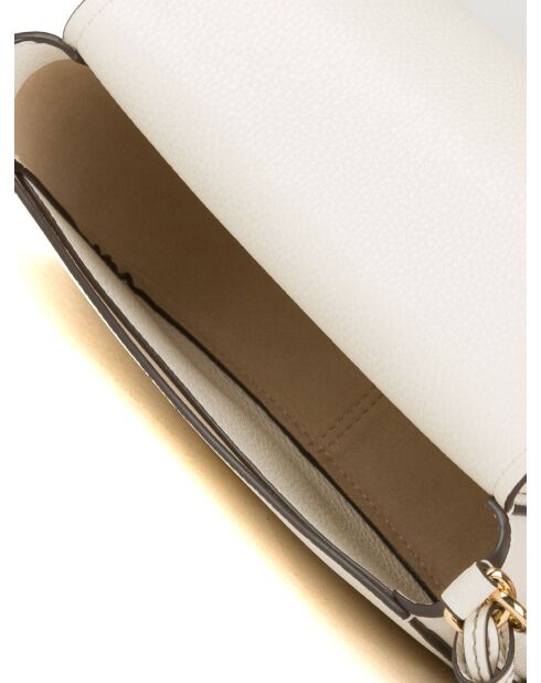 Thea Schultertasche aus Leder mit Klappe cremefarben - 24x15x9 cm