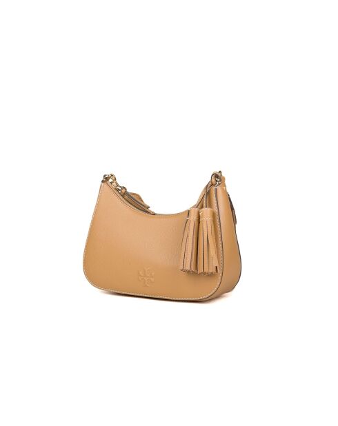 Thea lichtbeige leren schoudertas - 12x22,5x7 cm