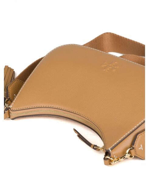 Thea lichtbeige leren schoudertas - 12x22,5x7 cm