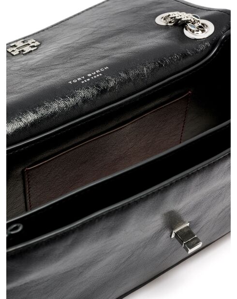 Kira Schultertasche aus Leder mit schwarzem Drehkreuzverschluss - 28x15x8 cm