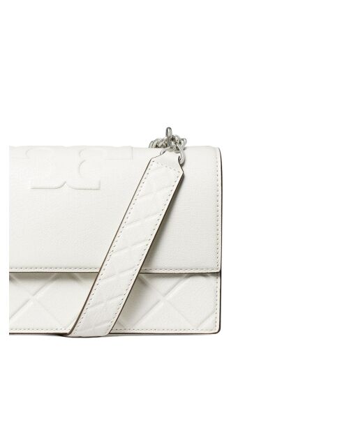 Fleming Schultertasche aus Leder kleines weißes Modell - 22x14x6 cm