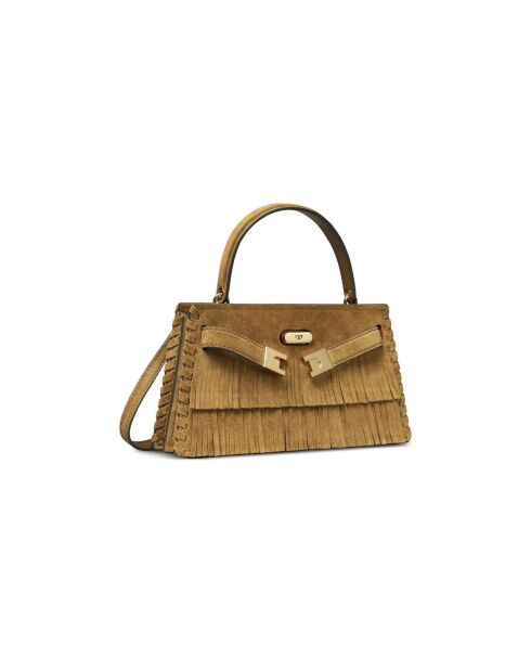 Borsa Lee Radziwill in pelle scamosciata con frange marrone - 24x13x6 cm