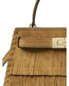 Borsa Lee Radziwill in pelle scamosciata con frange marrone - 24x13x6 cm