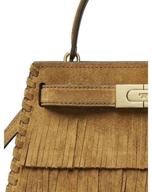 Borsa Lee Radziwill in pelle scamosciata con frange marrone - 24x13x6 cm