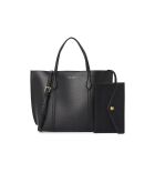 Kleine Tragetasche Perry aus Leder in Schwarz - 22x22x10 cm